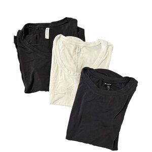 Athleta Lot of 3 Cloud Light Getaway Tee Shirt Black White Oversized Soft Active